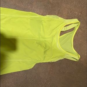 Neon green Lululemon tank top and bra combo